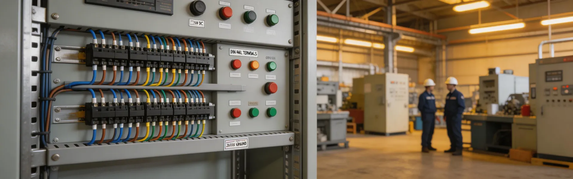 Industrial terminal block installations in manufacturing facility